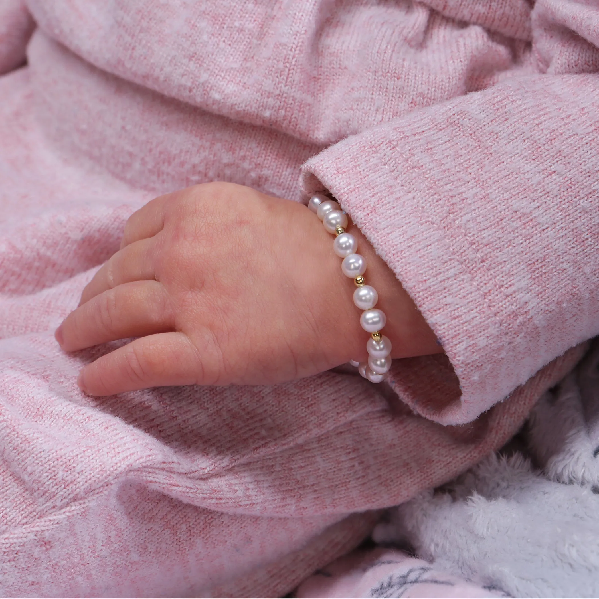 14K Gold Plated Simulated Pearl Baby and Kids Bracelet