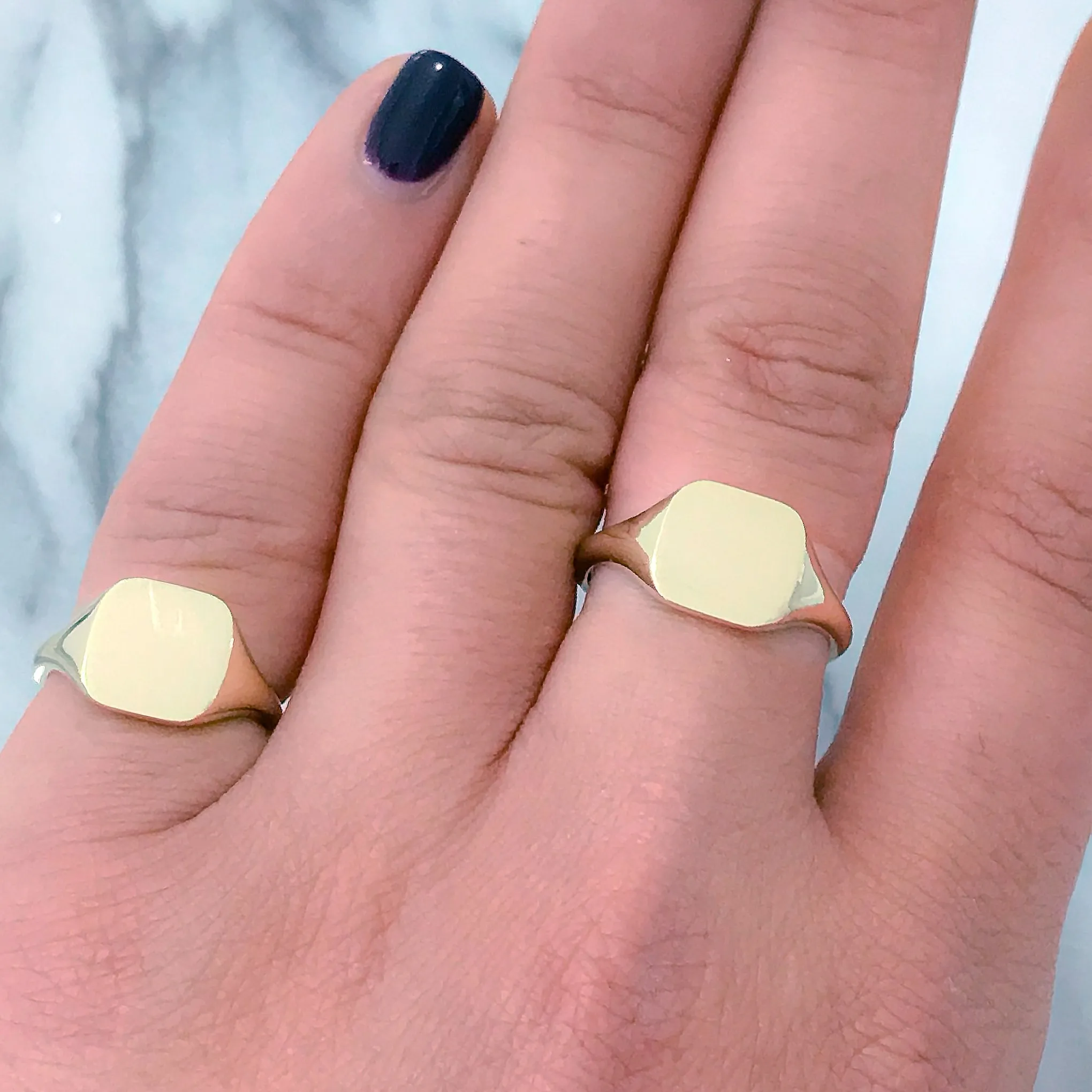 14K Gold Square Signet Ring