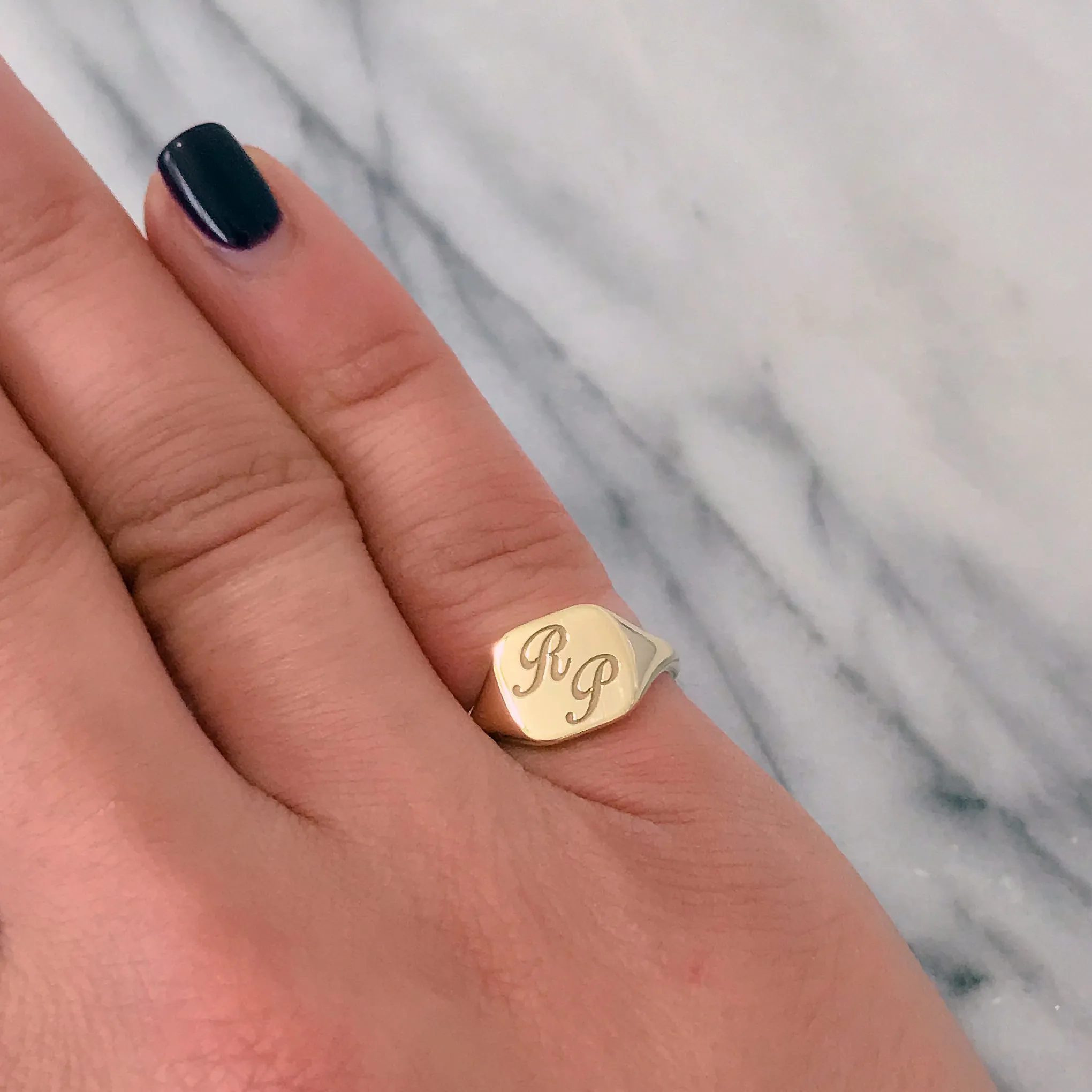 14K Gold Square Signet Ring