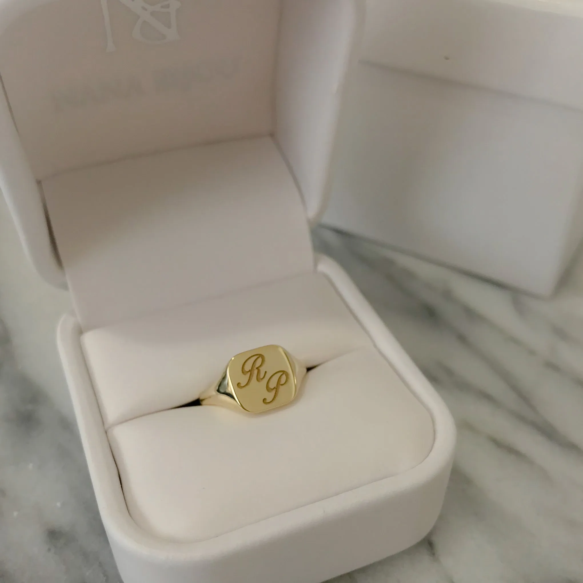 14K Gold Square Signet Ring