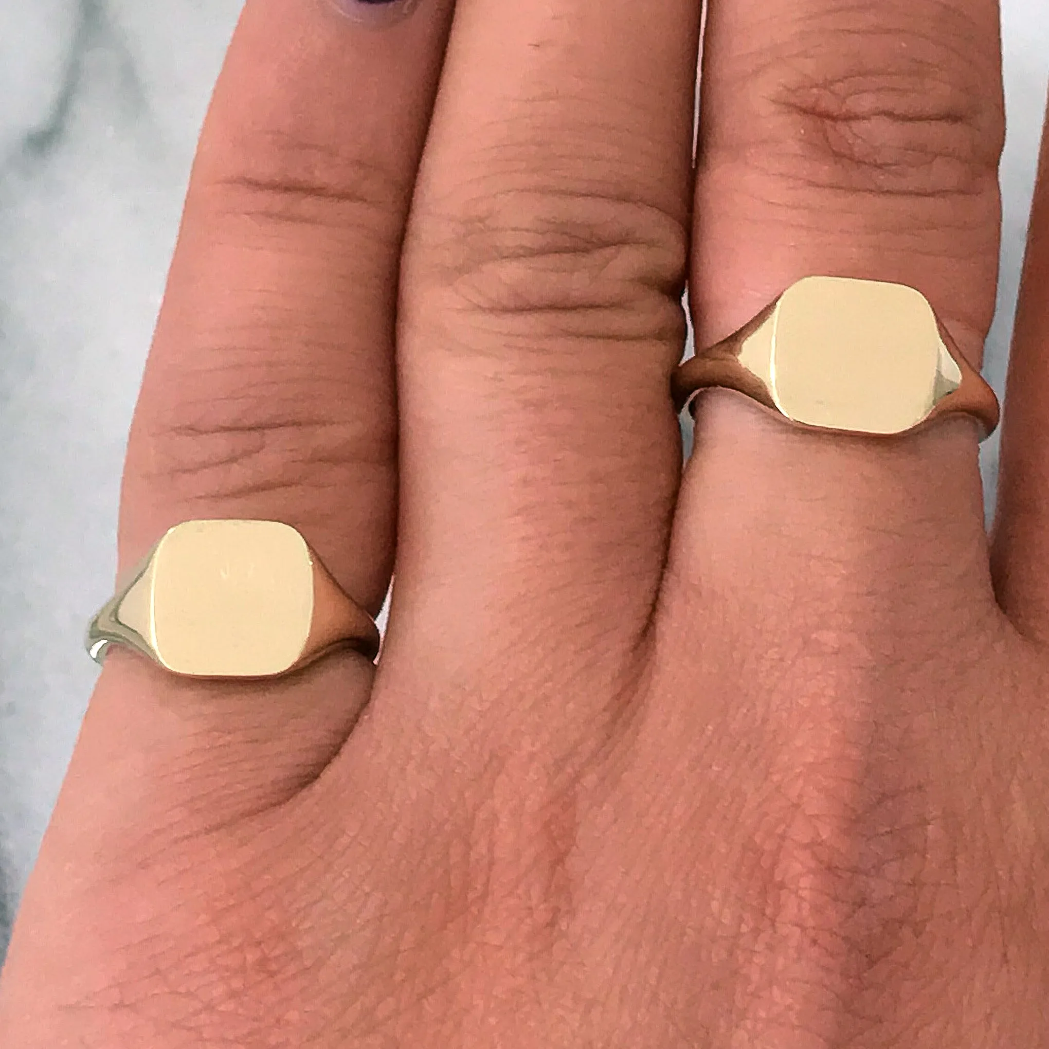 14K Gold Square Signet Ring