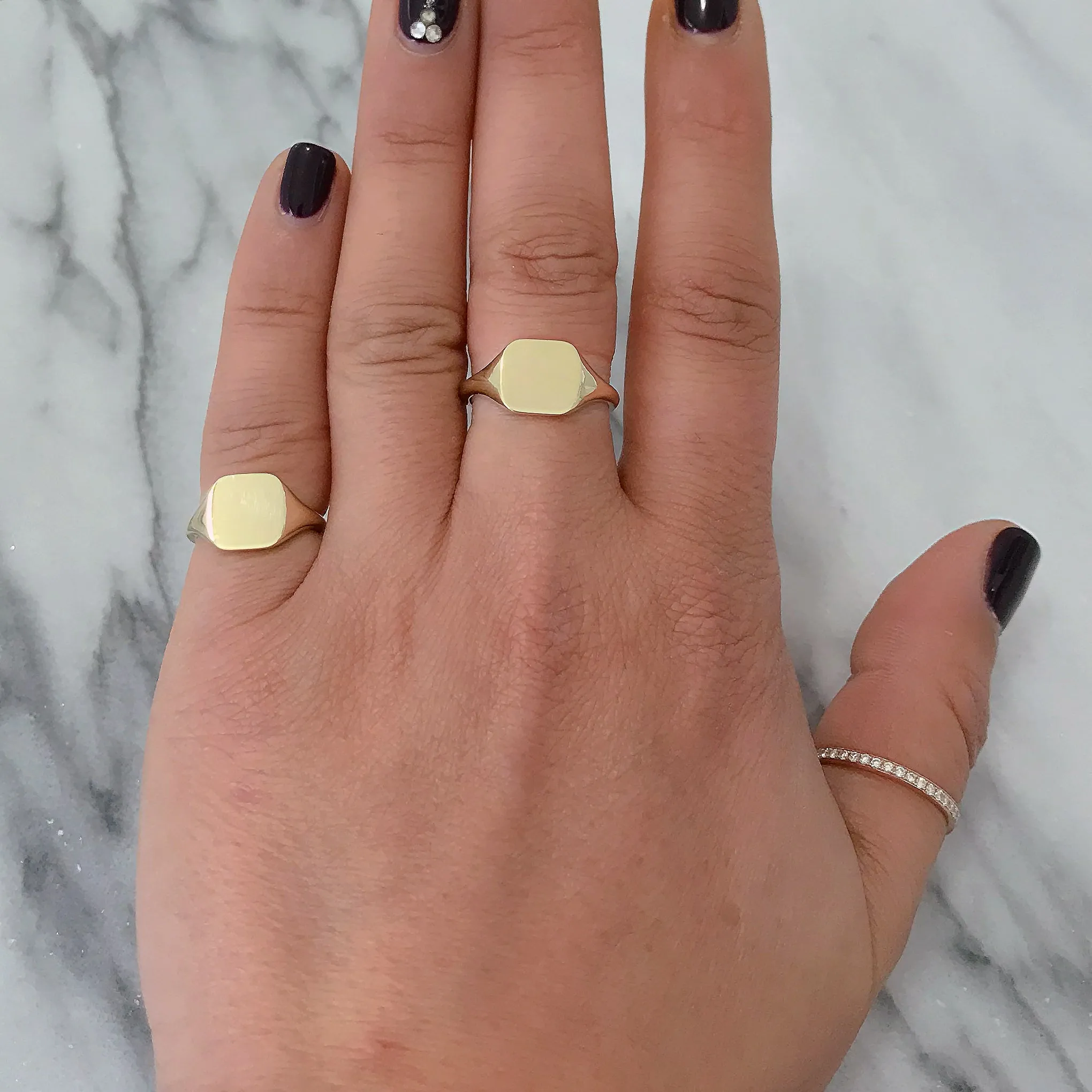 14K Gold Square Signet Ring