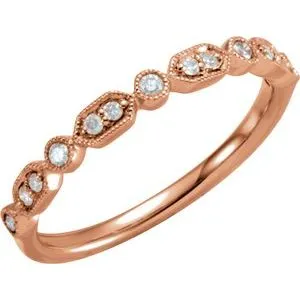 14K Rose 1/8 CTW Natural Diamond Stackable Ring