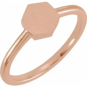14K Rose  9.5x8 mm Geometric Signet Ring