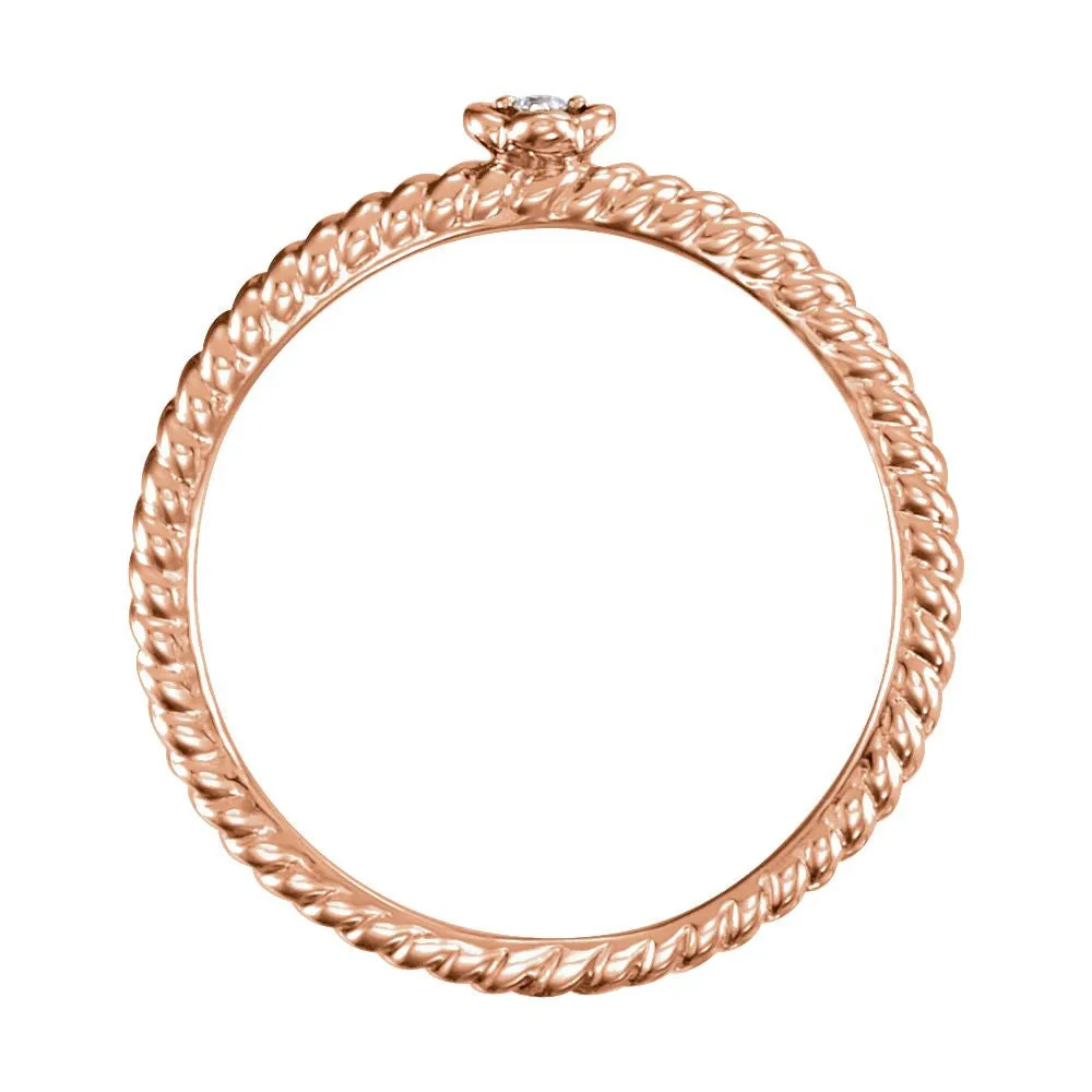 14k Rose Gold .01 CTW Diamond Stackable Ring