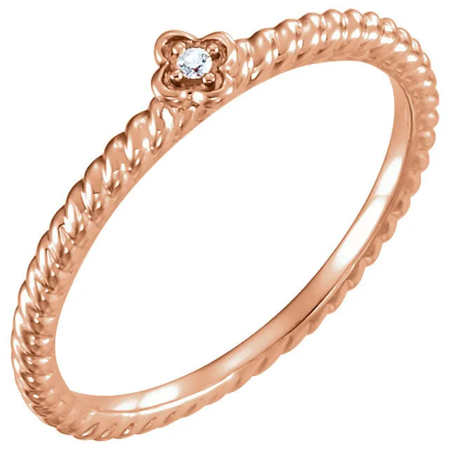 14k Rose Gold .01 CTW Diamond Stackable Ring