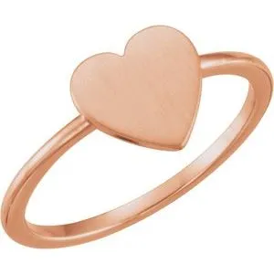 14K Rose Heart Engravable Ring