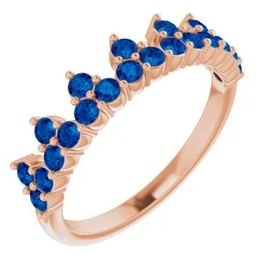 14K Rose Natural Blue Sapphire Crown Ring