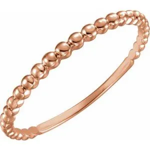14K Rose Stackable Bead Ring