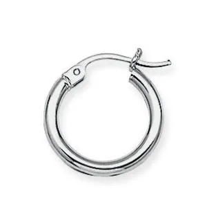14K Round Tube Polished Hoop Earrings 2x15mm