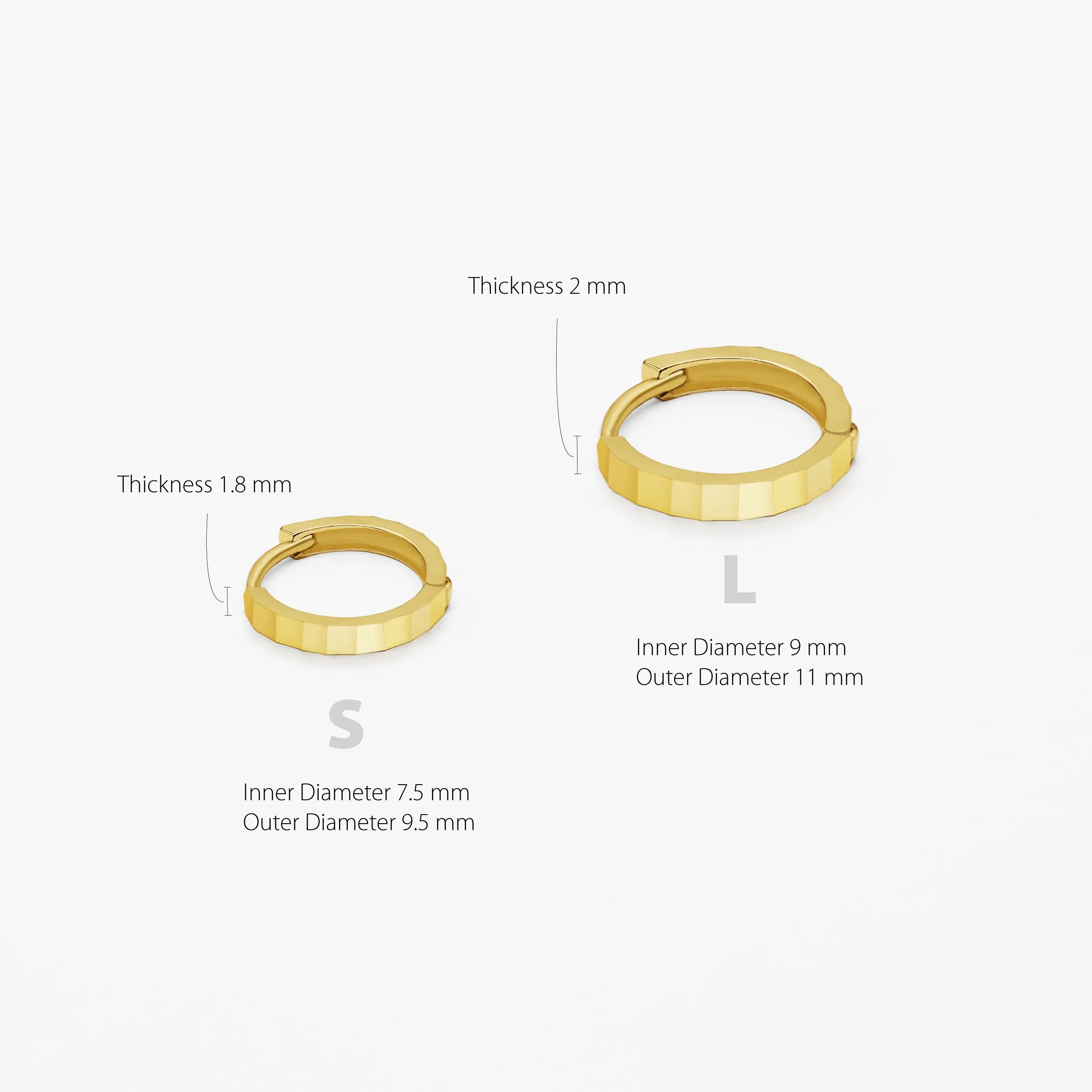 14k Solid Gold Flat Cut Hoop Earring
