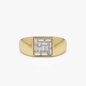 14k Square Illusion Setting Baguette Pinky Ring