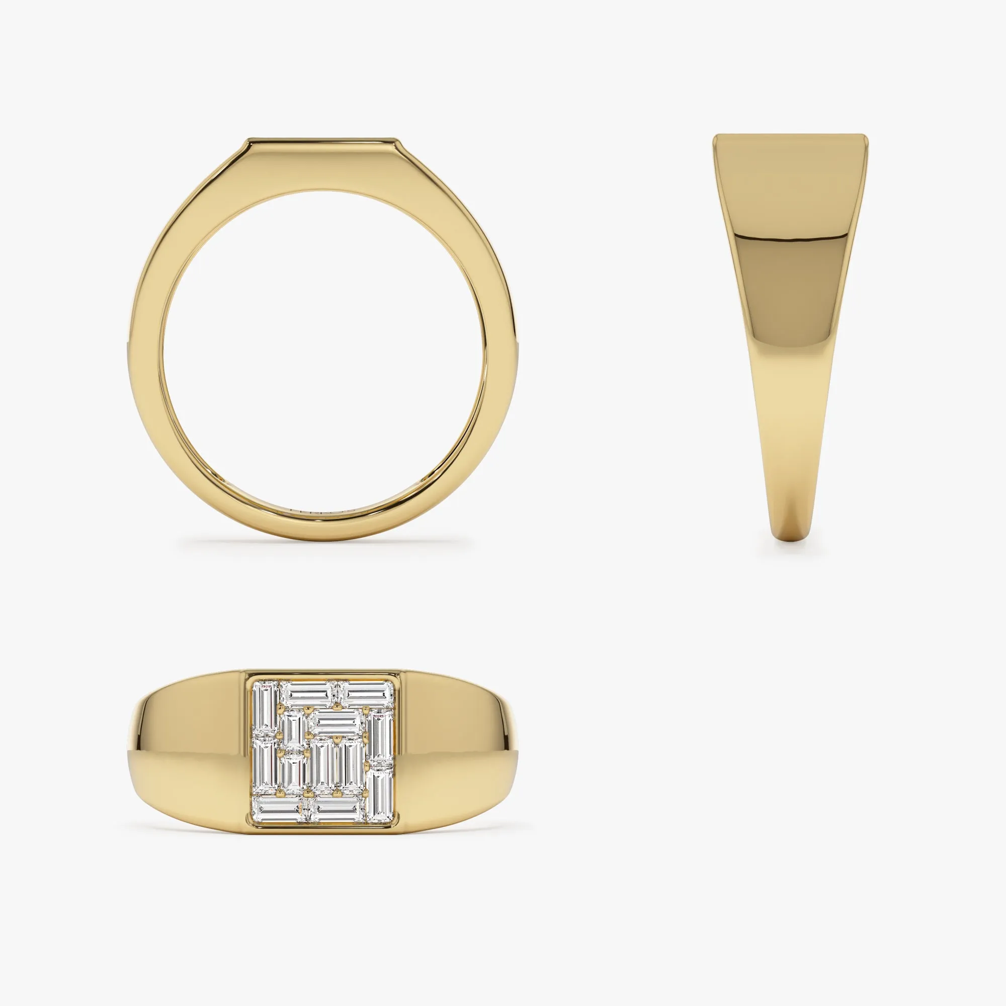 14k Square Illusion Setting Baguette Pinky Ring