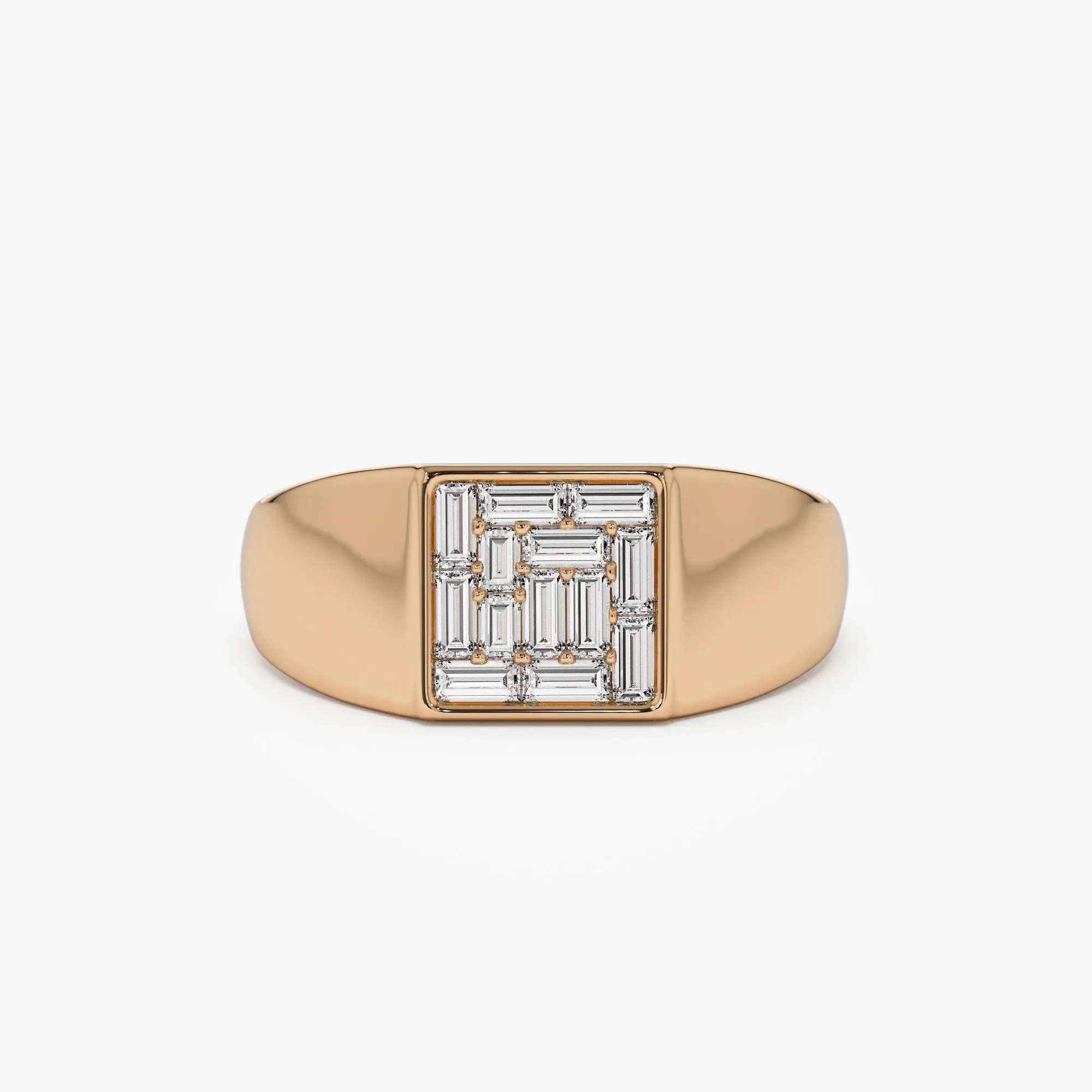 14k Square Illusion Setting Baguette Pinky Ring