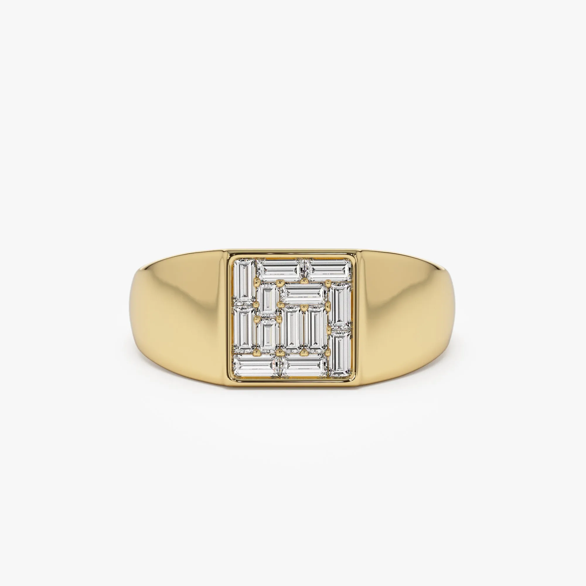 14k Square Illusion Setting Baguette Pinky Ring
