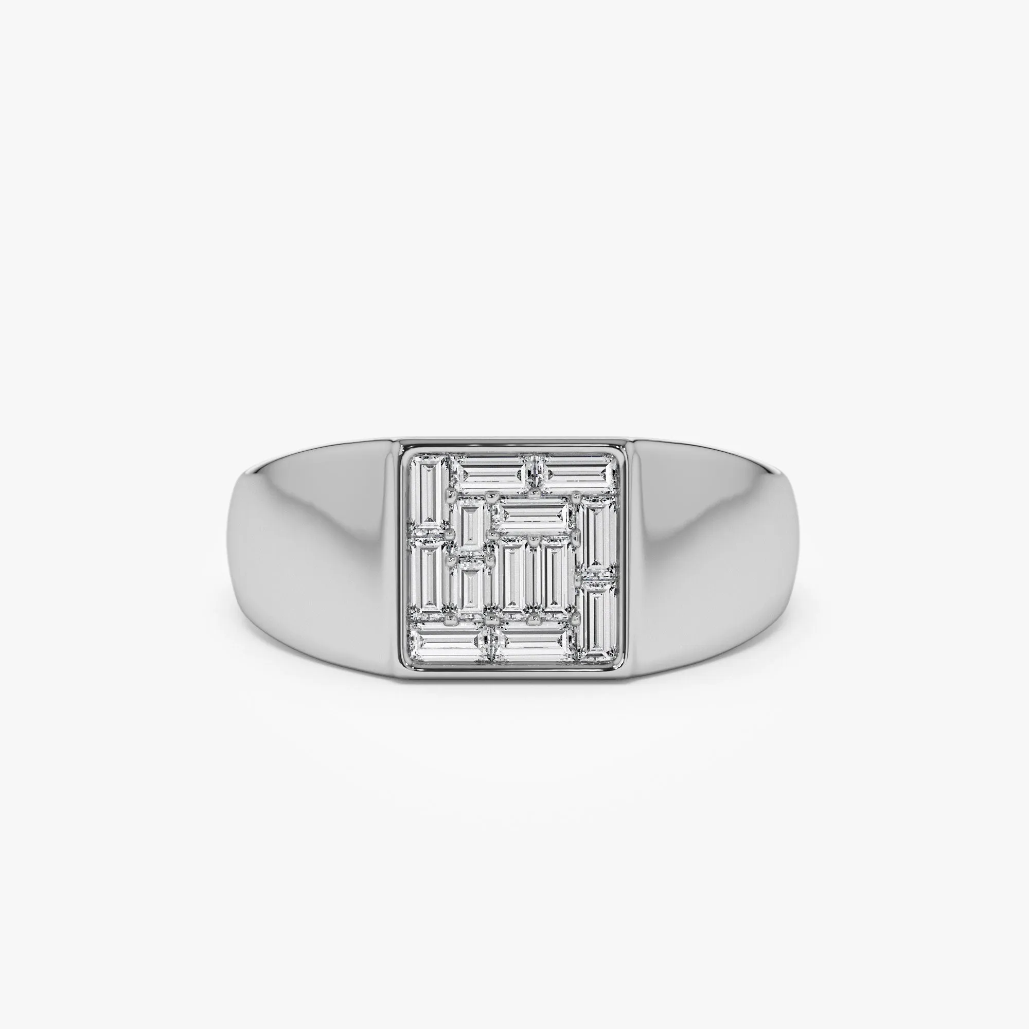 14k Square Illusion Setting Baguette Pinky Ring
