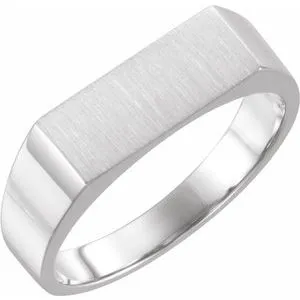 14K White 15x6 mm Rectangle Signet Ring