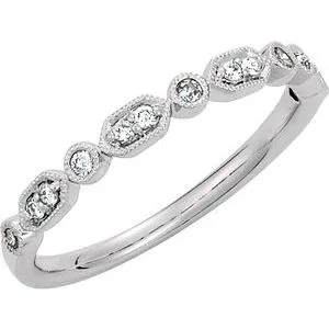 14K White 1/8 CTW Natural Diamond Stackable Ring