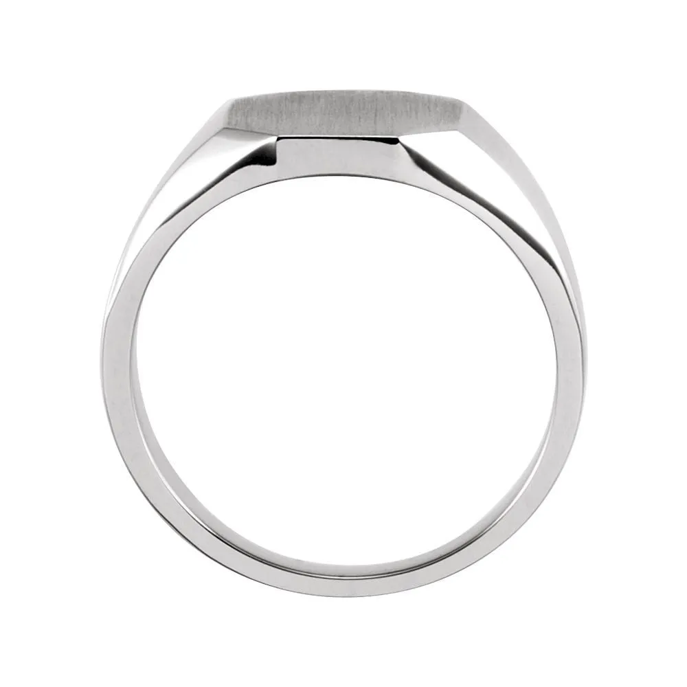 14k White Gold 11x9mm Octagon Signet Ring, Size 6