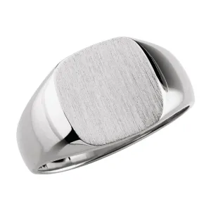 14k White Gold 12mm Men's Solid Signet Ring , Size 11