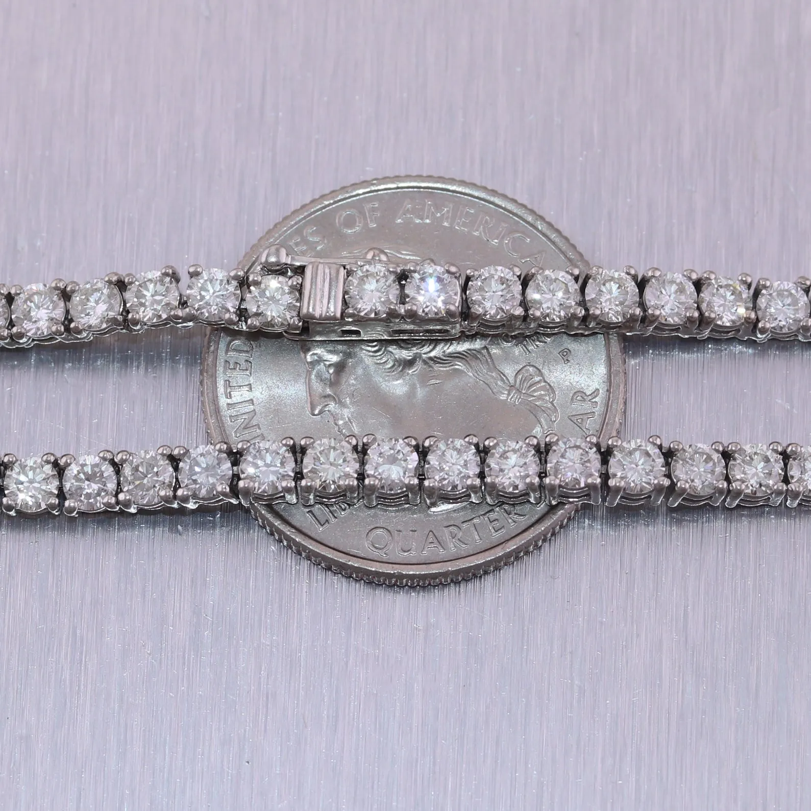 14k White Gold 15ctw Diamond Tennis 21" Necklace