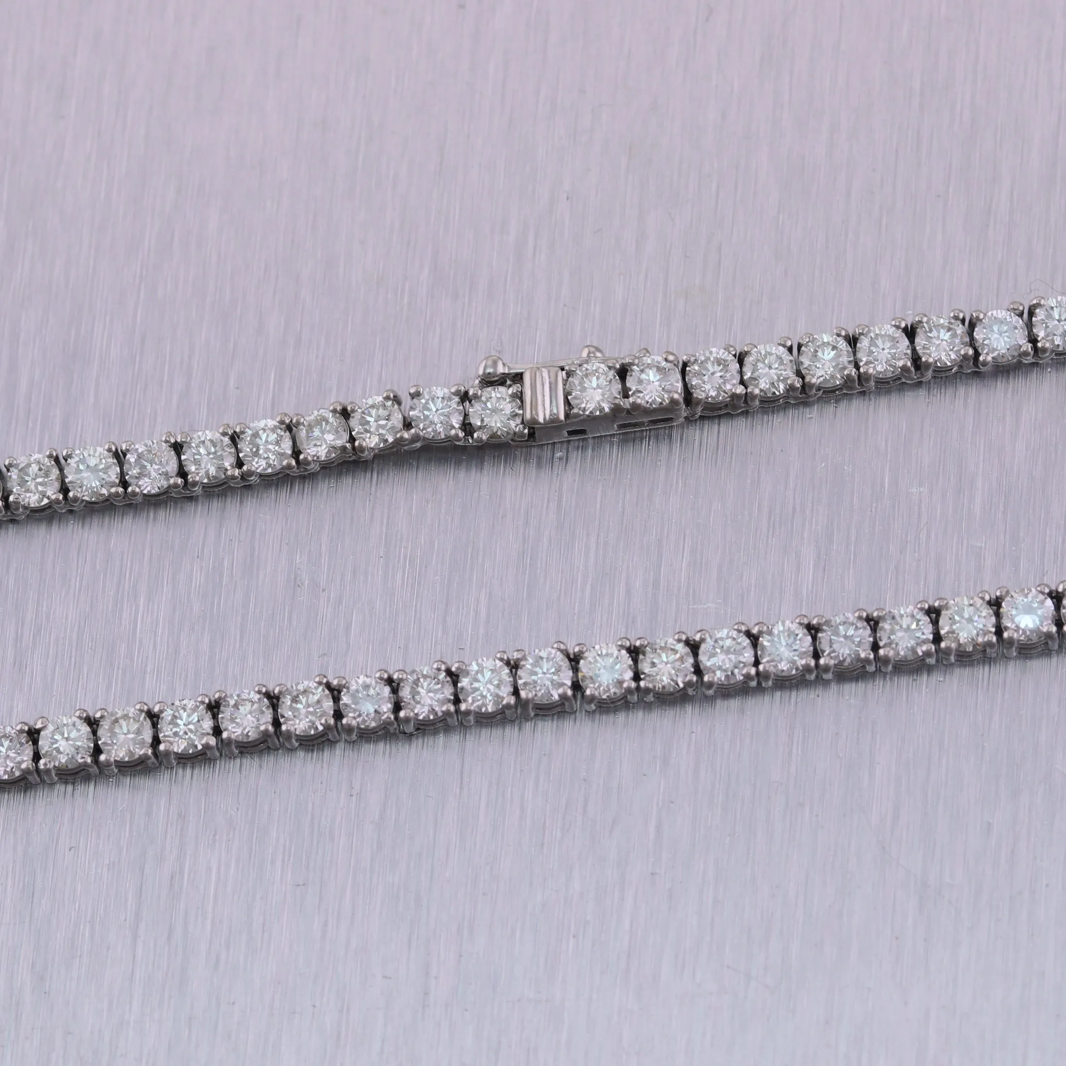 14k White Gold 15ctw Diamond Tennis 21" Necklace