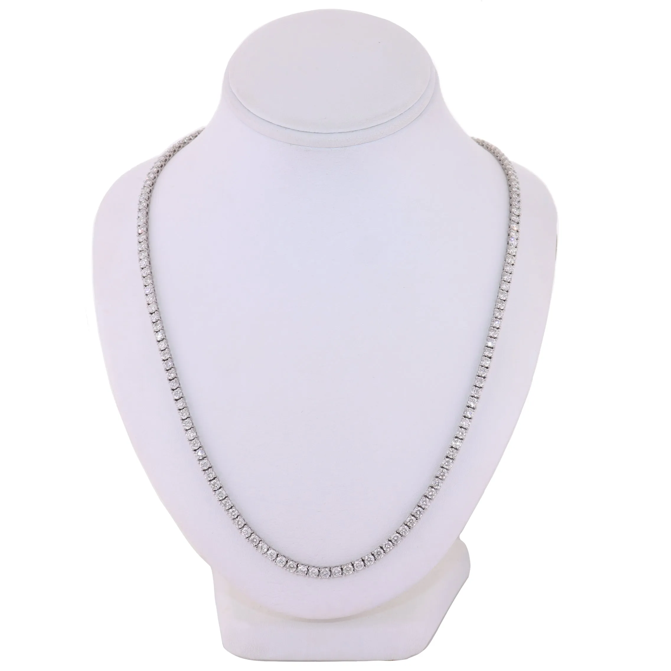 14k White Gold 15ctw Diamond Tennis 21" Necklace