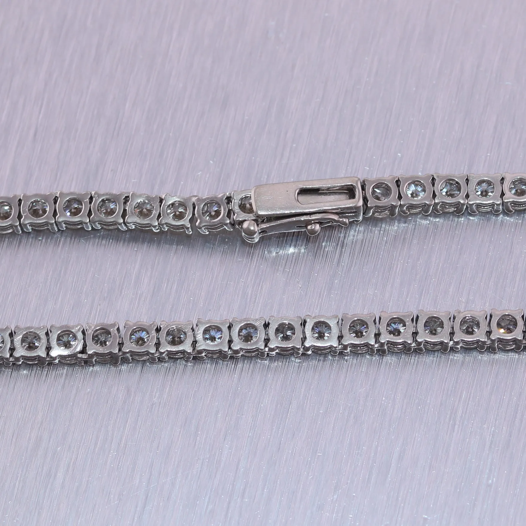 14k White Gold 15ctw Diamond Tennis 21" Necklace