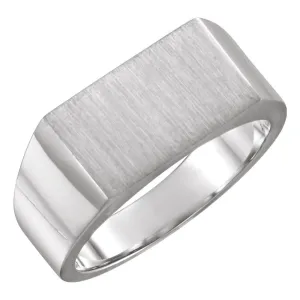 14k White Gold 15x9mm Men's Signet Ring, Size 11