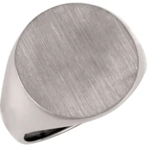 14k White Gold 18mm Men's Signet Ring, Size 11
