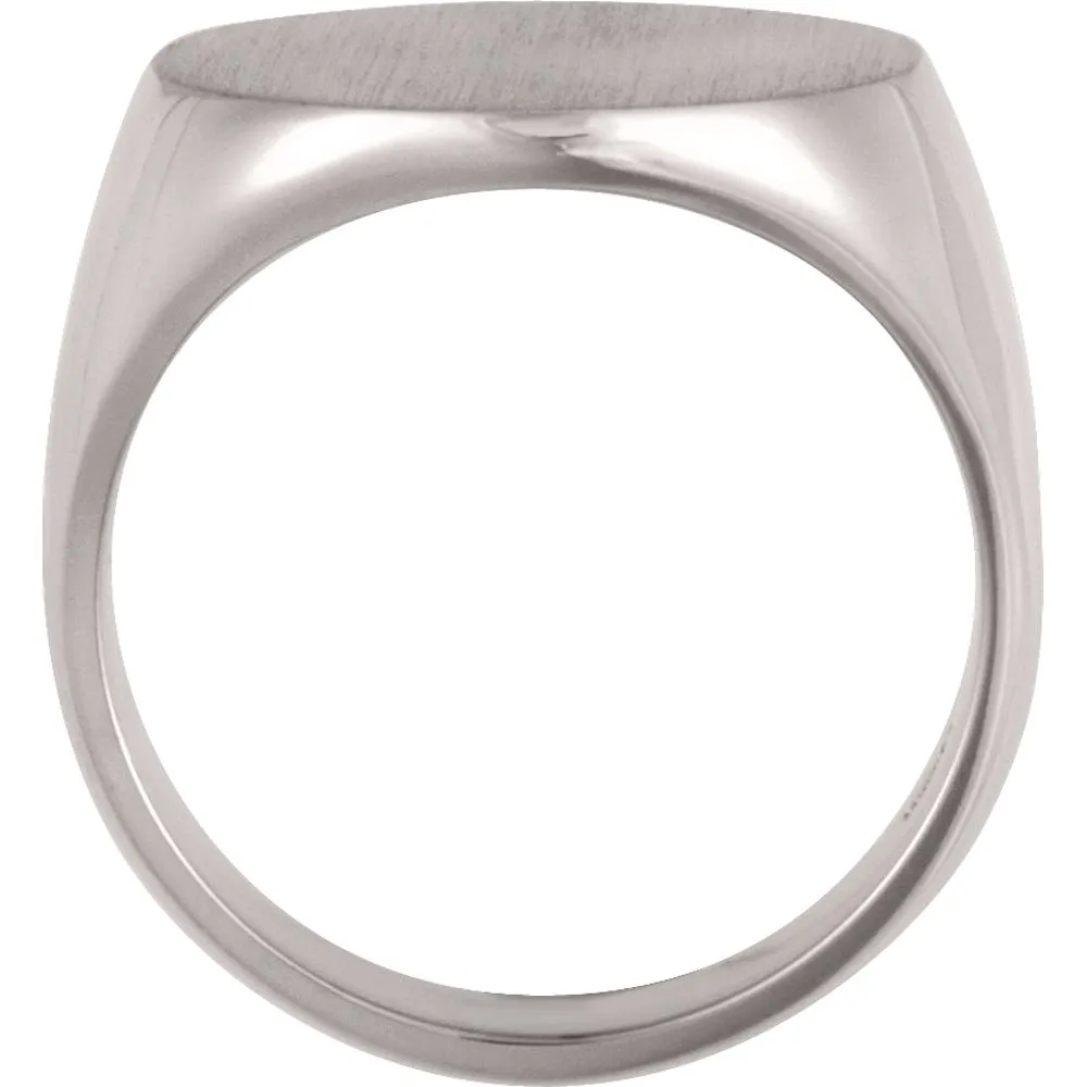 14k White Gold 18mm Men's Signet Ring, Size 11