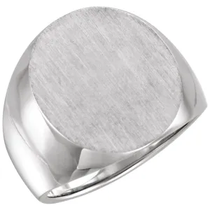 14k White Gold 20x17mm Men's Solid Signet Ring, Size 10