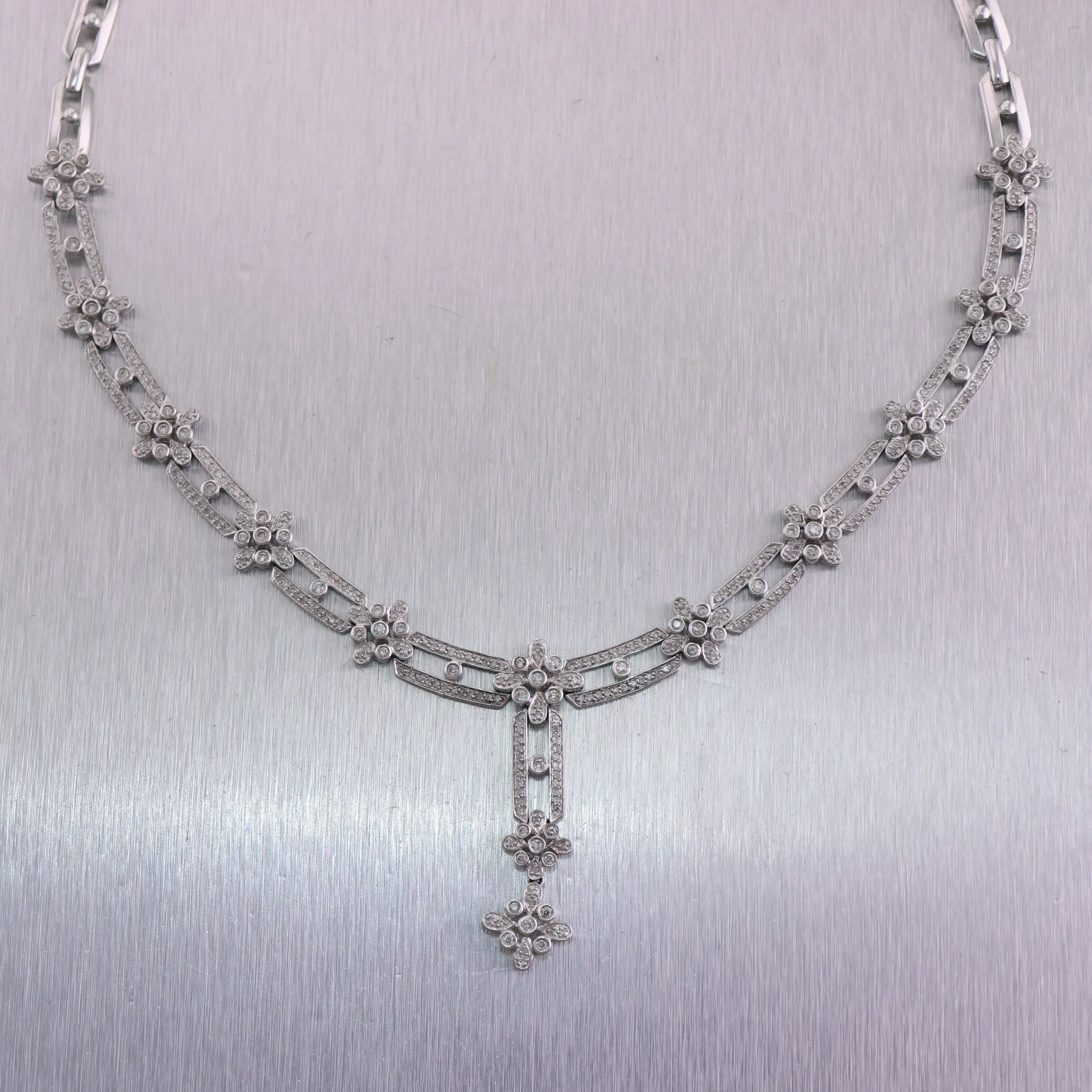 14k White Gold 2.50ctw Diamond 16" Bridal Necklace
