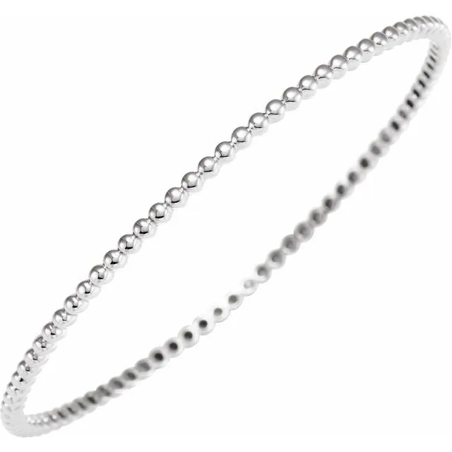 14K White Gold Beaded Bangle Bracelet