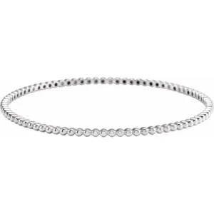 14K White Gold Beaded Bangle Bracelet