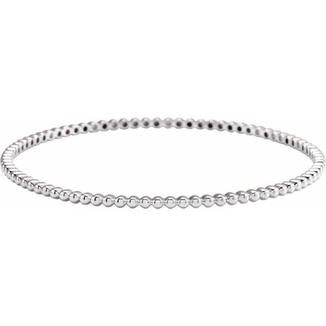 14K White Gold Beaded Bangle Bracelet