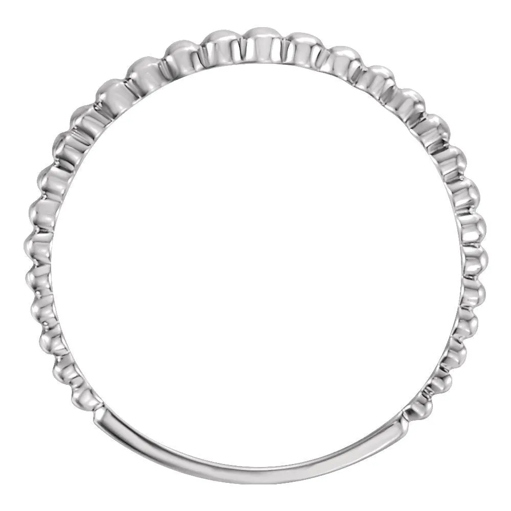 14k White Gold Beaded Stackable Ring Size 7