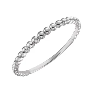 14k White Gold Beaded Stackable Ring Size 7