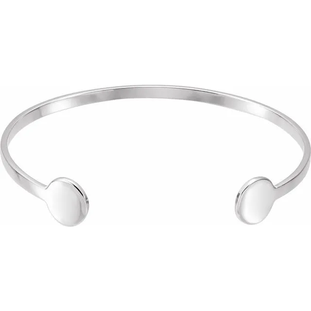 14K White Gold Cuff 6 3/4" Bracelet