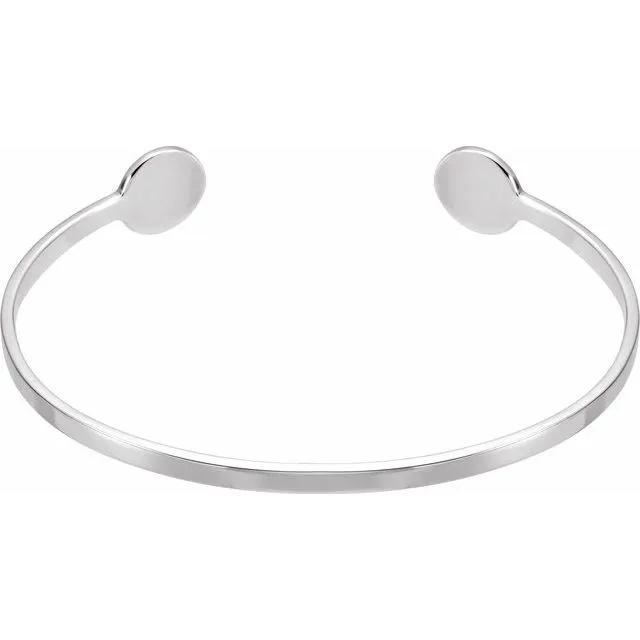 14K White Gold Cuff 6 3/4" Bracelet