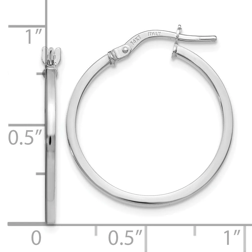 14k White Gold Hinged Hoop Earrings