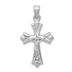14k White Gold Reversible Crucifix Cross Pendant