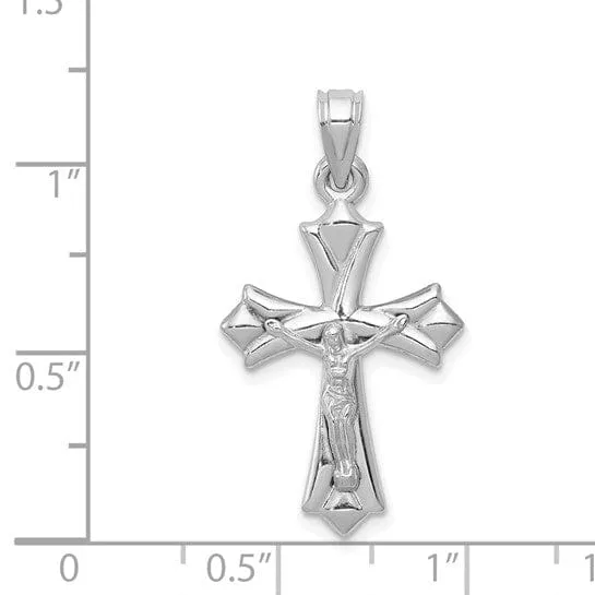 14k White Gold Reversible Crucifix Cross Pendant