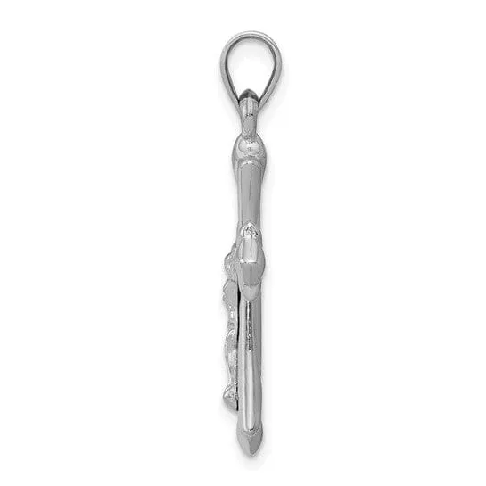 14k White Gold Reversible Crucifix Cross Pendant