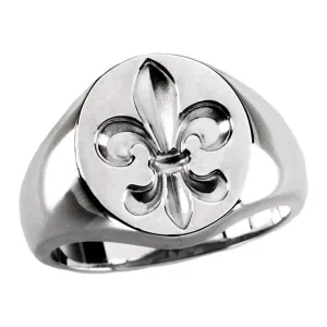 14k White Gold Signet Ring, Size 10