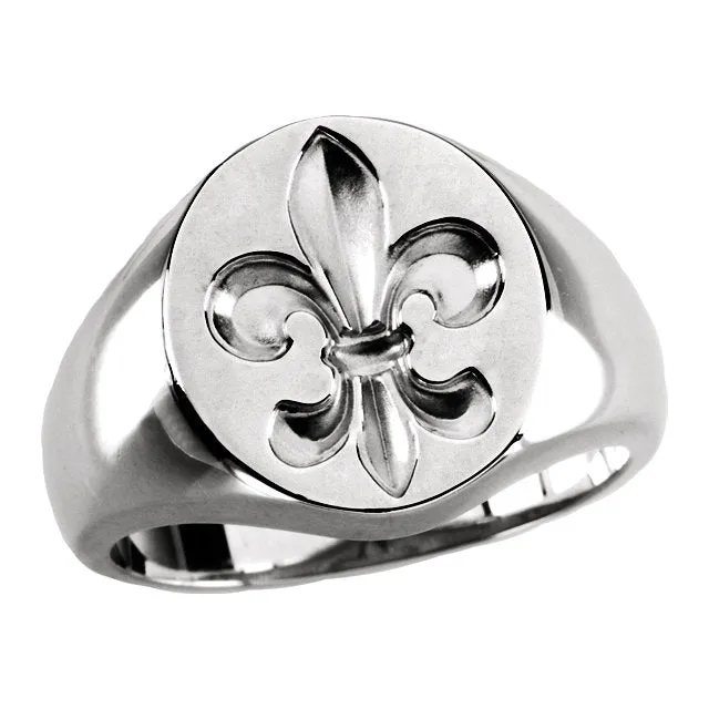 14k White Gold Signet Ring, Size 10