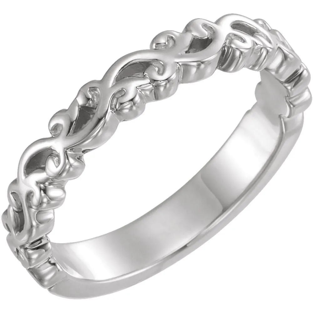14k White Gold Stackable Ring, Size 7
