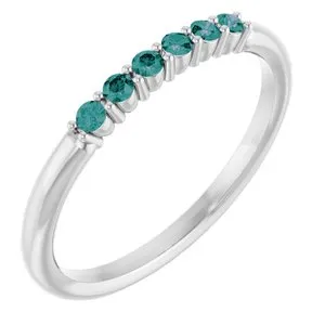 14K White Natural Alexandrite Stackable Ring