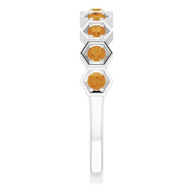 14K White Natural Citrine Stackable Ring