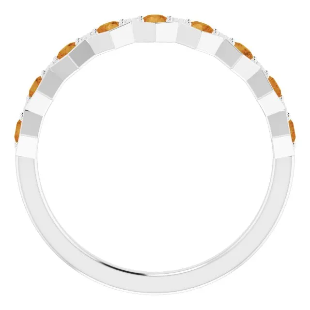 14K White Natural Citrine Stackable Ring